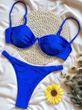 Sexy Steel bracket Solid color Bikini Set Women's Swimsuit Two-piece Triangle Swimwear Bathing Suit Brazilian Biquinis