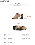 NASBAVI Brand New Ladies Peep Toe Summer Sandals Fashion Mixed Colors Chunky High Heels Women Sandals Party Woman Shoes 35-45
