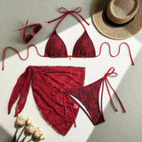 Mesh Sexy Bikinis Female Swimsuits Women Three-Piece Swimwear Beach Swimming Wear Bathing Suits Brazilian Bikini Set Pool Bather