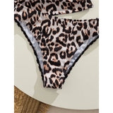 S - XL Leopard Tankini Bandeau Bikini Female Swimsuit Women Swimwear Two-Pieces Bikini Set Padded Bather Bathing Suit Swim V7524