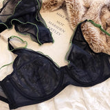 Elegant French Design Minimizer Bra Fashion Triangle Cups Structural Support Ultra Thin Soft Mesh Lingerie Set MOYISU Sexy Tushy