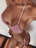 Halter Luxury Pearl Bikini Mini Micro Bikinis Female Swimsuit Women Swimwear Two-pieces Bikini Set Bather Bathing Suit Swim Lady