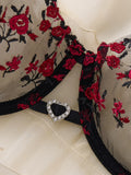 A Set of Black Sexy Lingerie, Featuring Floral Patterns, Combining Allure and Sensuality in One ZA824028