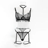 Toucheart Sexy Lingerie Suit Female Sexy See-through Lace Halter Bra Set  Adjustable Leg Ring Set for Women Sexy Underwear New