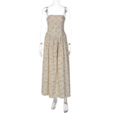 FDYOUI 2026 Summer Floral Print Spaghetti Strap Dress for Woman Elegant Sleeveless High Waist Long Party Evening Dresses Pink