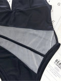 2025 Sexy Splicing Mesh See Through Female Swimwear One Piece Swimsuit Women High Cut Monokini Bathing Suit Swim Beach Wear