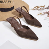Plus Size 35-43 Women French Sandals Slippers New Fashion Breathable Non-slip Ladies Knit Soft Sole Single Shoes Green New 2026