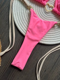 Women's Solid Color Sexy Bikini Set 2-piece Split Beach Swimsuit Red