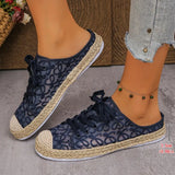 2026 Fashionable lace-up breathable women's shoes linen thick-soled deodorizing casual and stylish flat shoes