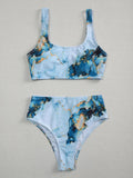 Sport Bikini Set Sexy Women Swimsuit Push Up High Waist Marble Blooming Print Swimwear Female Bathing Suit Banadores Mujer 2026