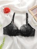 Women's Embroidered Breathable Lace Sexy Bra with Steel Hoop Collar Push Up Shoulder Straps Adjustable for Daily Comfort A3166