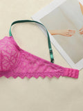Women's sexy lingerie set with lace embroidery flower gathering push up straps adjustable transparent bra set MR2687