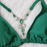 Bikini 2026 Sexy Crystal Diamond Hollow Vintage Solid Swimwear Swimsuit Women Bikinis Set Bathing Suit Beach Bikini Luxe Female