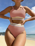 High Waist Bikini 2026 Women Strappy Swimwear Female Sexy Padded Swimsuit Solid Bathing Swimming Swim Suit Summer Beachwear