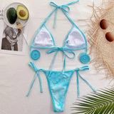 Bikini 2026 Sexy Sky Blue Bandage Halter Swimwear Swimsuit Women Bikinis Set Bathing Suit Beach Bikini Female Biquinis Feminino