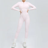 Padded Women Long Sleeve Sport Yoga Jumpsuit Workout Clothes for Women Sportwear Backless Zipper Fitness Gym Outfit