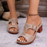 Women  Summer Fashion High Heel Platform Peep Toe Slip on Sandals Women Shoes