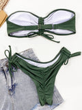 Sexy Lace Up Scrunch Butt Bandeau Bikini Female Swimsuit Women Swimwear Two-pieces Bikini Set Brazilian Bather Bathing Suit Swim
