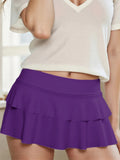 Women's Mini Skirt Low Waist Solid Color Ruffle Hem Skirt Lingerie Sexy Hot Skirts Summer