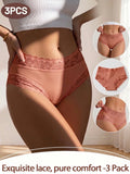 3PCS/Set Women's Sexy Lace Panties High Waist Hollow Out Briefs Breathable Underwear Female Elastic Soft Lingerie XS-XXL