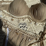 Sexy Shell Bikinis Sets Women White Ruffles Starfish Ornament Push Up Underwire Thong Swimsuit 2025 Beach Bathing Suit Swimwear
