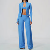3 PCS Yoga Sets Women Long Sleeve Zipper Slim Jacket+sports Bra+high Waist Flare Pants Fitness Suits Gym Exercise Athletic Wear