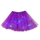 Women's Tulle Skirt Star Sequined Short Tutu Skirt Fancy Ballet Dancewear Party Costume Ball Gown Led Light Luminous Mini Skirts