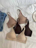 MOYISU French Triangle Cup Micro Push-up|Large & Small Breast|Sexy Nude Lightweight Skin Bra Cover Summer Comfort Fit