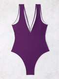 2026 V Neck Solid Bodysuit One Piece Swimsuit Sexy Swimwear Women Bathing Suit Female Swimming Summer Beachwear Bodysuit