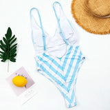 2025 Sexy Backless Striped Women Swimwear One Piece Swimsuit Female monokini High cut Trikini V Neck Bathing Suit Swim Bodysuit