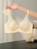 MOYISU French Pure Desire Sexy Rabbit Ears Cup Ultra-thin Underwear Women's Big Breasts Show Small Anti-sag Bra Cover Summer