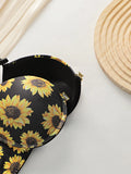 Women's sexy lingerie set with front buckle chrysanthemum pattern and steel ring gathering push up underwear set A3116