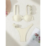 Sexy 3D Flowers Underwired Bikini Women Swimwear Female Swimsuit Two-Pieces Bikini Set Brazilian Bather Bathing Suit Swim V7970