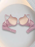 Purple deep V gather top bra women's big bust show small soft underwire bra sexy mesh bra