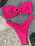 Wrinkled Fishnet Strapless Bandeau Bikini Women Swimsuit Female Swimwear Two-pieces Bikini set High Cut Bather Bathing Suit Swim