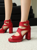 Summer Sexy Gladiator Women Sandals Designer Peep Toe Hollow Out High Heels Platform Party Ladies Shoes Zipper Sandales Femmes