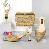 Doershow beautiful Italian blue Shoes And Bag Sets For Evening Party With Stones Italian Leather Handbags Match Bags! 1-39