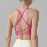 Women's Cross Strap Yoga Sports Bra Shock-Absorbing Slimming Waist Camisole Vest Integrated Fitness Bra for Yoga