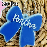 Single Acrylic Bow Keychain, Personalized Scalloped Bow Name Tag, Custom Name Plate, Pretty Bow Bag Charm – 1 Piece