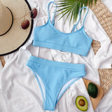 8 Colors Sexy Bikini Women Push Up Swimwear Swimsuit High Waist Solid Bikinis Set Bathing Suit Beach Bikini Female Bikinis Mujer