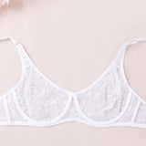 3 Pcs Womens Lace Bra Underwire BH Hollow Out Embroidery Perspective Sexy Underwear Lingerie Tops Plus Size Brassiere