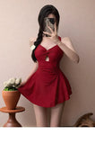 Swimsuit one-piece slimming and conservative skirt for girls, soaking in hot springs for vacation, swimsuit for women, summer
