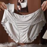 Anti-septic Women Underpants Women Panties Mid Waist Lace Bow Decor Tummy Control Butt-lifted Soft Stretchy Quick Dry Briefs