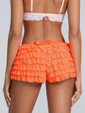 Women's Shorts Solid Color Chiffon Ruffle Layered Short Pants Elastic Waist Casual Bloomers Sexy Hot Shorts Loungewear