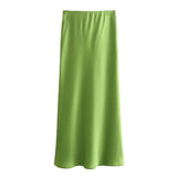 Foridol Autumn Winter Burgundy Satin Skirt Women Party Silk Skirt High Waist Straight Long Faldas Mujer Christmas Skirt