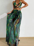 2026 Halter 3 Pieces Bikinis Bandage Swimsuit & Beach Dress Sexy Swimwear Women Bathers Swimming Bathing Suit Beachwear Summer