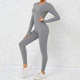 Women's Seamless Yoga Jumpsuits Backless Sexy Long-Sleeved One-Piece Butt-Lifting Gym Nude Feel Workout Gym Training Bodysuits