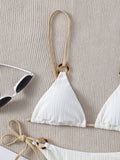 Sexy Rib Texture Triangle String Bikini Set Women Push Up Padded Thong Swimsuit Female Cut Out Bathing Suit Swimwear Biquini