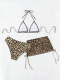 3 Pieces Triangle Halter Bikini 2026 Women & Beach Skirt Swimwear Female Printed Swimsuit Bathers Bathing Swimming Swim Suit