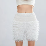 Women Ruffle Lace Shorts Elastic Waist Bloomers Y2K Aesthetic Short Pants Casual Gothic Kawaii Shorts Summer